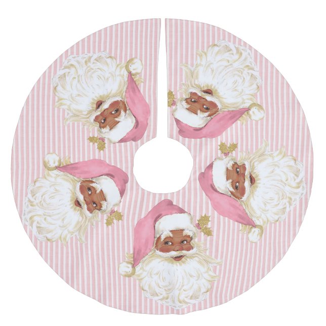 Jupon De Sapin En Polyester Brossé Vieux Noël Pink Stripe Brossé Brus (Devant)
