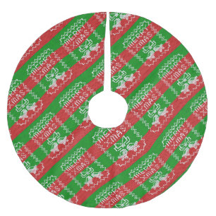 Jupon De Sapin En Polyester Brossé Vilain pull motif sonnettes Joyeux fils Xmas