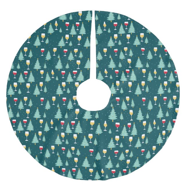 Jupon De Sapin En Polyester Brossé Vin de Noël (Devant)
