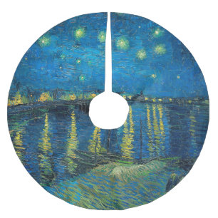 Jupon De Sapin En Polyester Brossé Vincent Van Gogh Nuit étoilée sur le Rhône