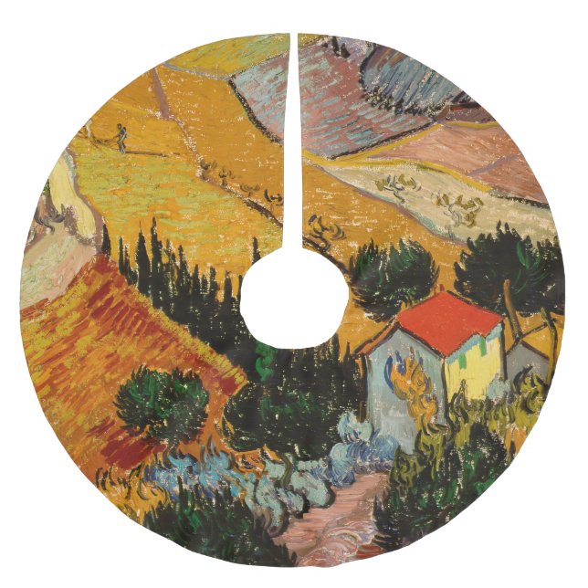 Jupon De Sapin En Polyester Brossé Vincent van Gogh - Paysage, Maison et Plowman (Devant)