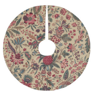 Jupon De Sapin En Polyester Brossé Vintage Broderie Antique Florale Ameublement