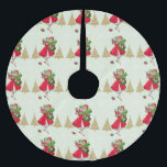 Jupon De Sapin En Polyester Brossé Vintage Christmas Lady présente Red Green Gold<br><div class="desc">Noël tel qu'il semblait dans les années 1950 avec cette oeuvre rétro d'une dame toute habillée en robe pleine jupe en rouge.</div>