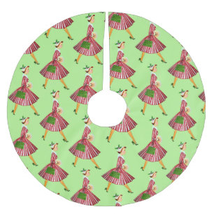 Jupon De Sapin En Polyester Brossé vintage de Noël 1950
