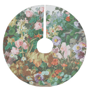 Jupon De Sapin En Polyester Brossé Vintage Floral Vieux Noël