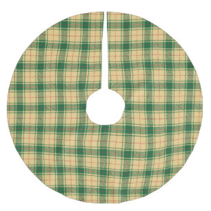Jupon De Sapin En Polyester Brossé Vintage jaune vert et rouge rustique tartan plaid