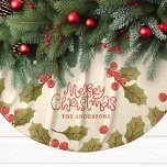 Jupon De Sapin En Polyester Brossé Vintage Noël Aquarelle Holly Feuilles Monogramme<br><div class="desc">Aquarelle de Noël Vintage Holly Feuille Monogramme Brossé Polyester Jupe Arbre. Jolie jupe vintage de Noël. Personnalisez ce design avec votre nom de famille personnalisé.</div>