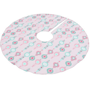 Jupon De Sapin En Polyester Brossé Vintage Noël Ornements Joli rose Vacances