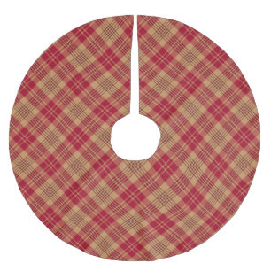 Jupon De Sapin En Polyester Brossé Vintage or rouge diagonale plaid ferme