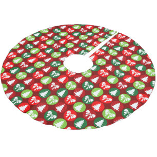 Jupon De Sapin En Polyester Brossé vintage rétro Arbres de Noël et Vaches Motif