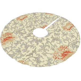 Jupon De Sapin En Polyester Brossé Vintage rose gris Artwork Botanique Floral