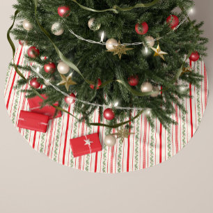 Jupon De Sapin En Polyester Brossé Vintage rouge rayure et aquarelle florale