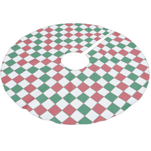 Jupon De Sapin En Polyester Brossé Vintage rouge rétro et vert Carré Plaid
