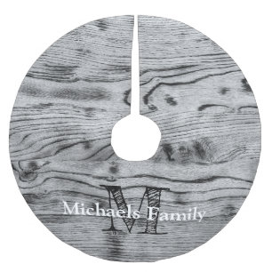 Jupon De Sapin En Polyester Brossé Vintage rustique gris noir bois brûlé Monogramme