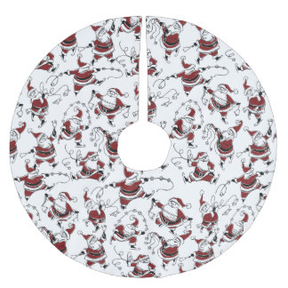 Jupon De Sapin En Polyester Brossé Vintage Skating Santa Tree Skirt