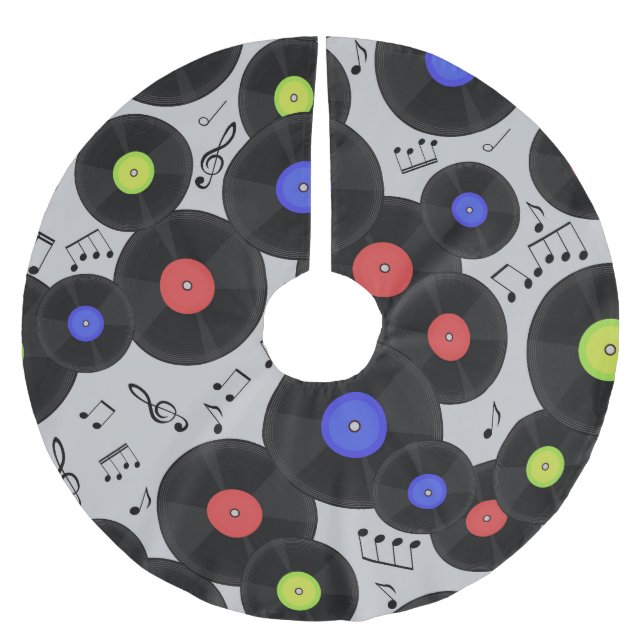 Jupon De Sapin En Polyester Brossé Vinyl Records : Music Note Motif (Devant)