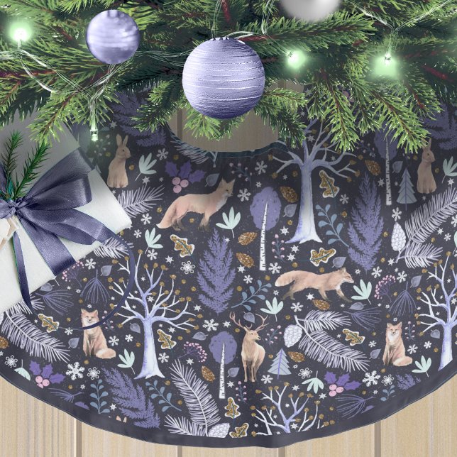 Jupon De Sapin En Polyester Brossé Violet/or de bois d'hiver ID785 (Créateur téléchargé)