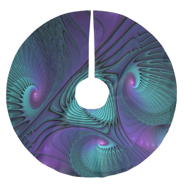 Jupon De Sapin En Polyester Brossé Violet rencontre Turquoise moderne art fractal abs (Devant)
