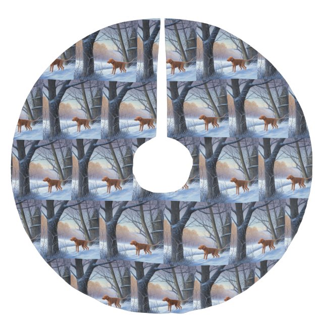 Jupon De Sapin En Polyester Brossé Vizla Laisser neiger Noël (Devant)