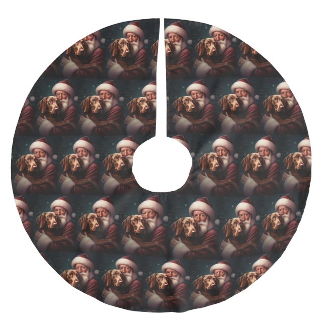 Jupon De Sapin En Polyester Brossé Vizsla avec Noël Festif du Père Noël (Devant)