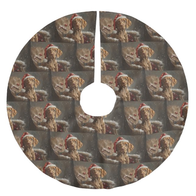 Jupon De Sapin En Polyester Brossé Vizsla de Noël Fête (Devant)