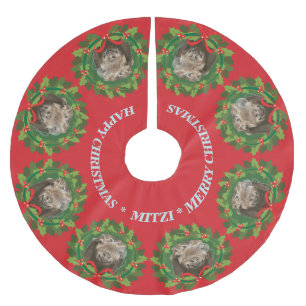 Jupon De Sapin En Polyester Brossé VOS PHOTOS DE CHÈVRE OU DE PET et Nom Noël