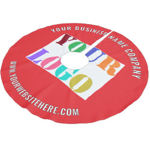 Jupon De Sapin En Polyester Brossé Votre logo Entreprise Texte personnalisé Arbre de