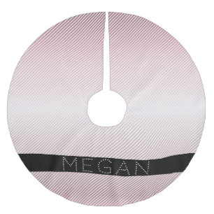 Jupon De Sapin En Polyester Brossé Votre nom Rose pâle ombré & Rayures blanches