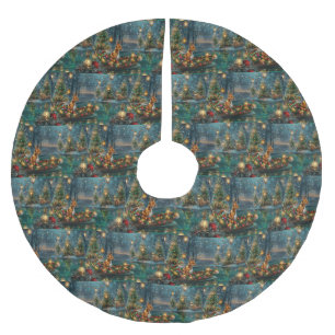 Jupon De Sapin En Polyester Brossé Voyage de Noël de Basenji