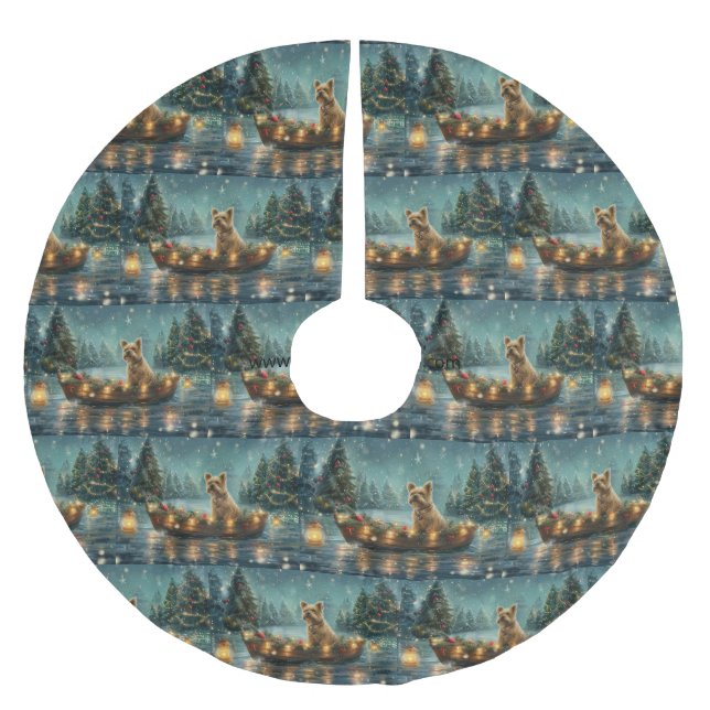 Jupon De Sapin En Polyester Brossé Voyage festif de Noël de Cairn Terrier (Devant)