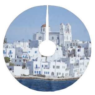 Jupon De Sapin En Polyester Brossé Vue sur l'île de Paros Village Naoussa