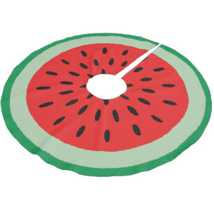 Jupon De Sapin En Polyester Brossé Watermelon rond tranche rouge vert croûte noir gr