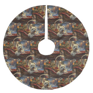 Jupon De Sapin En Polyester Brossé West Highland White Terrier Chien Festif de Noël