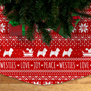 Jupon De Sapin En Polyester Brossé West Highland White Terriers Westie Dogs Holiday B