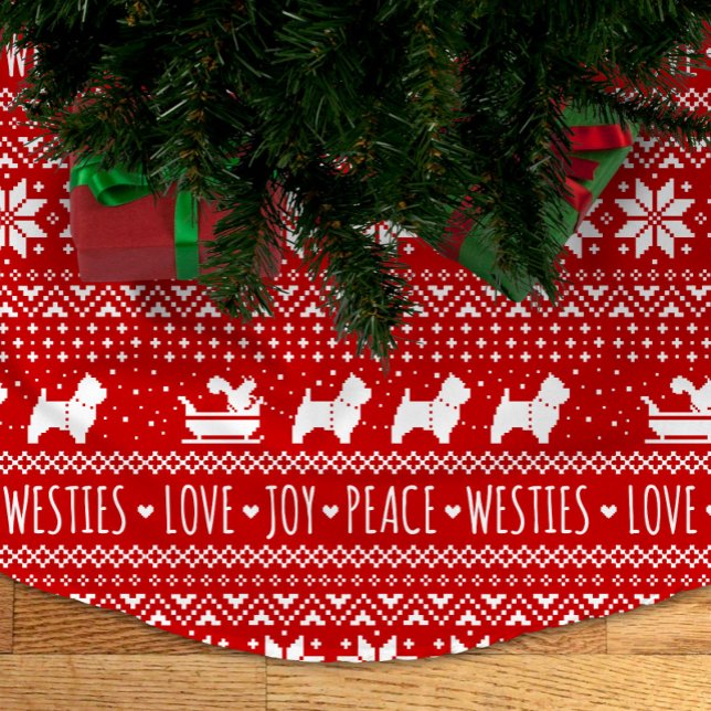 Jupon De Sapin En Polyester Brossé West Highland White Terriers Westie Dogs Holiday B (Créateur téléchargé)