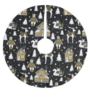 Jupon De Sapin En Polyester Brossé Whimsical Winter Animal Town