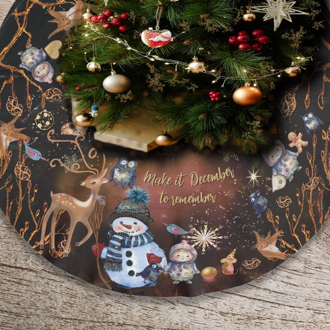 Jupon De Sapin En Polyester Brossé Whimsical Woodland Friends Christmas Tree Jupe (Whimsical Woodland Friends Christmas Tree Skirt)