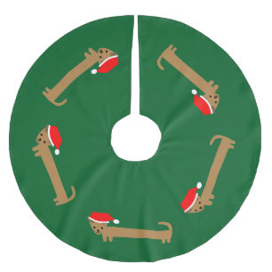 Jupon De Sapin En Polyester Brossé Wiener portant le Santa Hat migte Motif Vert