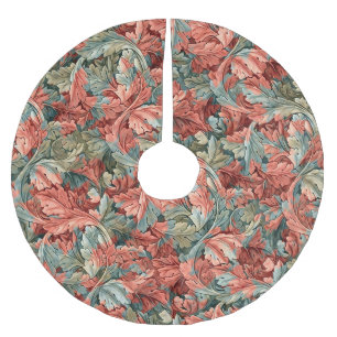 Jupon De Sapin En Polyester Brossé William Morris Acanthe Rouille Rouge Sauge Vert