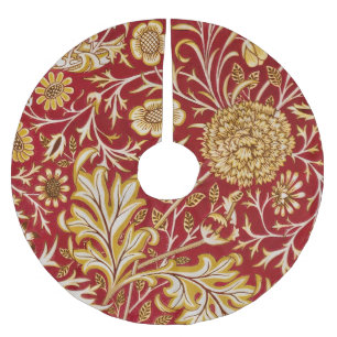 Jupon De Sapin En Polyester Brossé William Morris Cherwell Motif Floral Rouge