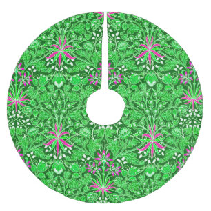 Jupon De Sapin En Polyester Brossé William Morris Hyacinth Print Lime & Emerald Green