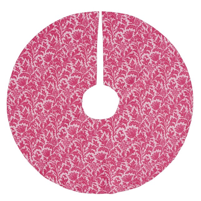 Jupon De Sapin En Polyester Brossé William Morris Thistle Damask, Fuchsia Pink (Devant)