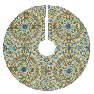 Jupon De Sapin En Polyester Brossé William Morris Vintage Blue Motif Sans Raccord de