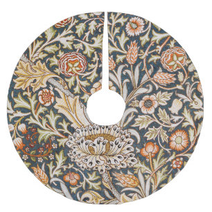Jupon De Sapin En Polyester Brossé William Morris Vintage Trent Motif Floral Bleu
