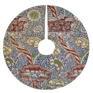 Jupon De Sapin En Polyester Brossé William Morris Wandle Bleu Nuit Floral Art