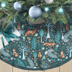 Jupon De Sapin En Polyester Brossé Winter Woodland Turquoise/Gold ID785