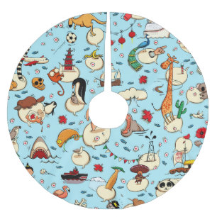Jupon De Sapin En Polyester Brossé World Wonders : Motif bleu coloré.