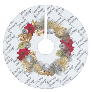 Jupon De Sapin En Polyester Brossé Wreath de Noël BLANC