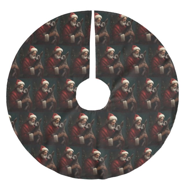 Jupon De Sapin En Polyester Brossé Xoloitzcuintli avec Noël Festif du Père Noël (Devant)