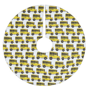 Jupon De Sapin En Polyester Brossé Yellow School Bus Print Bus Driver Teacher
